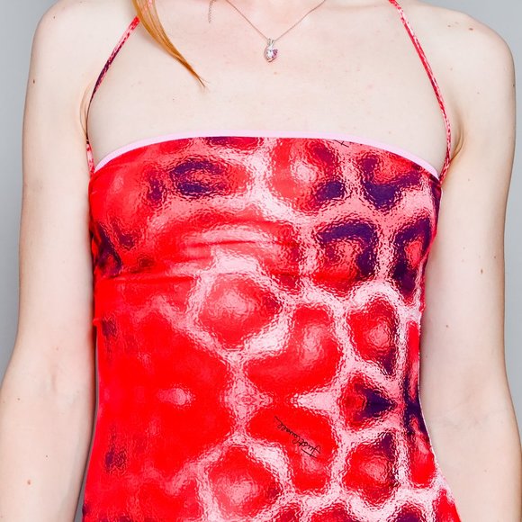 JUST CAVALLI Beachwear Red Animal Print Mini Dress $538 Small EUC - Picture 2 of 6